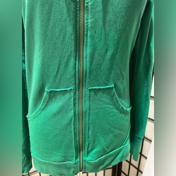 EVYS TREE THE REECE, Vibrant Green Hoodie with Ruffle Accents, WOMEN SIZE M - Picture 7 of 11